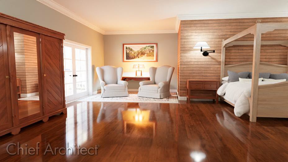 Primary bedroom with a decorative crown molding