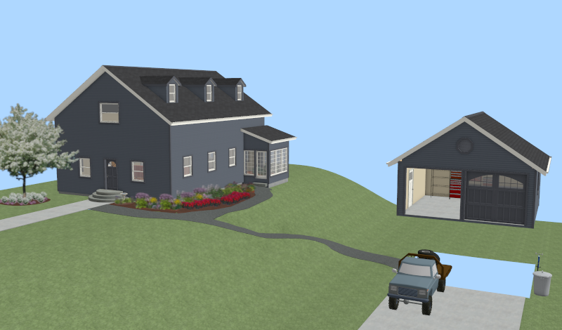 Camera view displaying both buildings