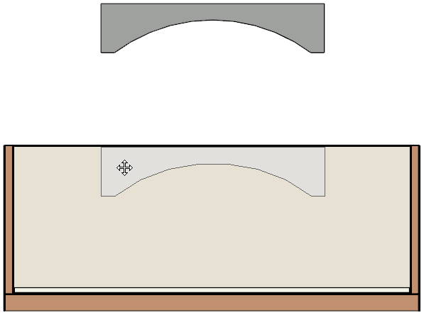 Moving the polyline solid into place in a Cross Section/Elevation view