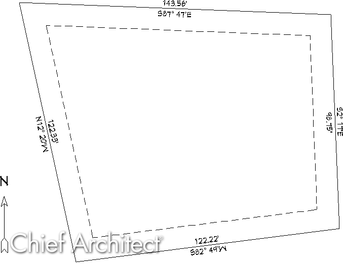 Floor plan view displaying a North Pointer and Plot Plan with Setback lines