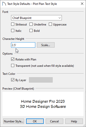 Adjust the Character Height of the Plot Plan Text Style