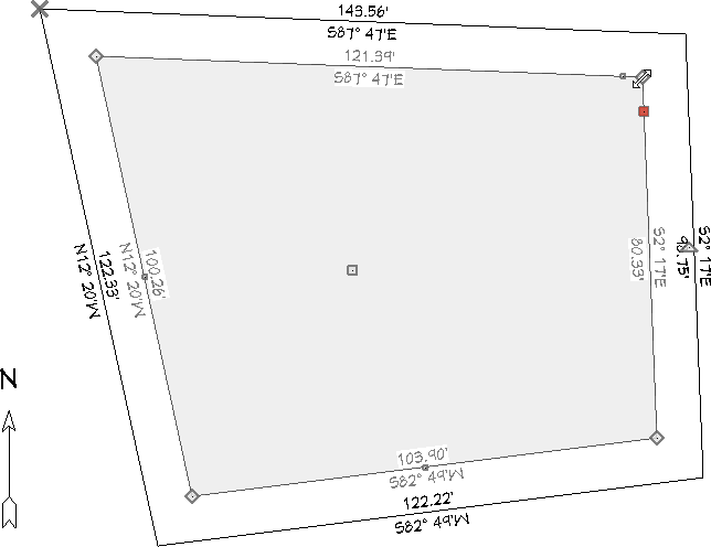 Copy of polyline dragged toward center from corner