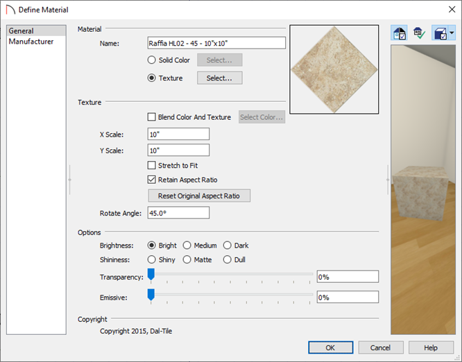 Make changes to this material in the Define Material dialog.