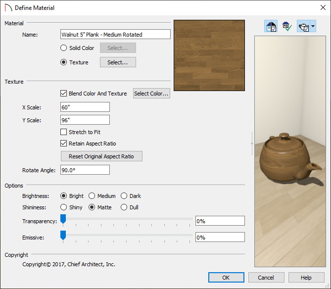 Make changes to this material in the Define Material dialog.