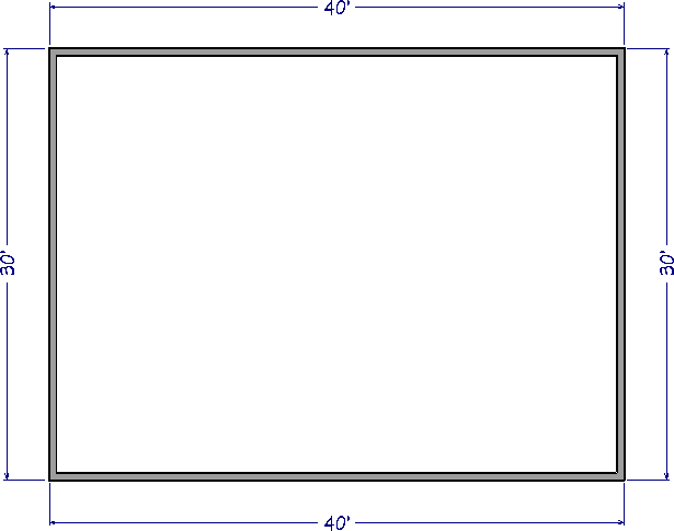 Floor plan of a 30' x 40' structure 