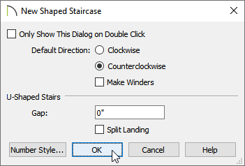 New Shaped Staircase dialog