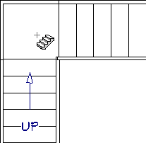 Clicking in the space between the stairs creates a landing that connects them