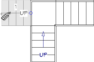 Create a stairway by clicking and dragging from the middle of an empty edge of a landing