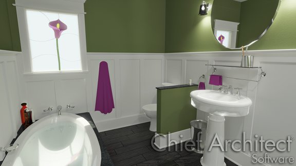 Creating a partial height wall in Chief Architect. A partial height wall in a bathroom separating a toilet from a sink
