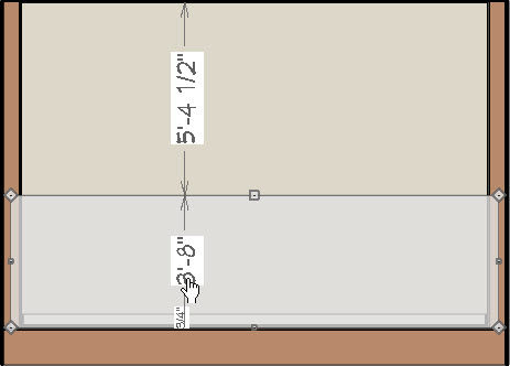 Editing a wall's height in elevation view.