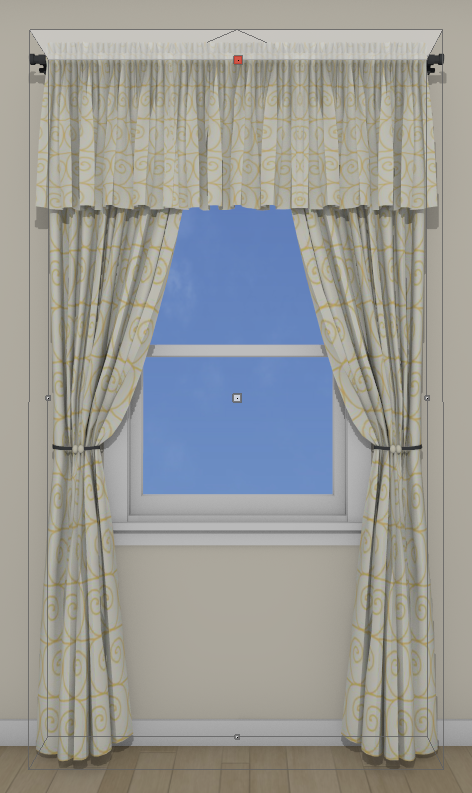 Curtain selected in a 3D camera view