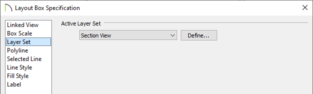 Layout Box Specification dialog on the Layer Set panel