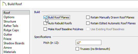 Build roof planes Build roof planes for the structure