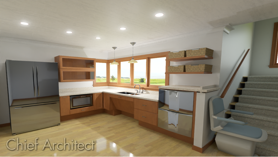 Barrier free cabinets in a kitchen