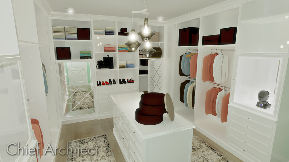 Walk-in-closet with shelves