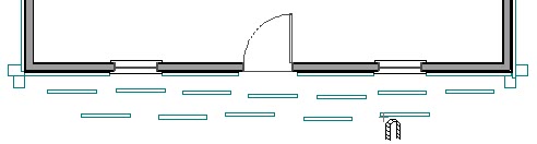 Floor Plan view showing several single log pieces placed in front of wall