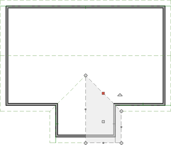 Roof plane selected on the inner edge in a floor plan view