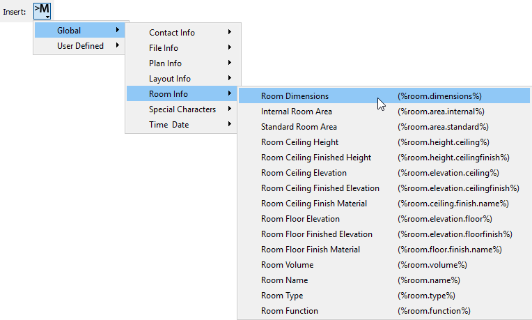 Text Specification dialog Inserting a macro into a text box