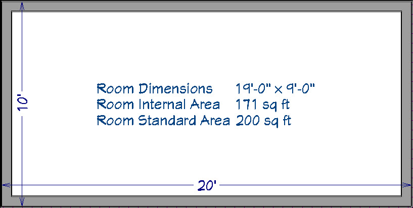 Floor plan with a Text Box containing macros Room Dimension Macros in Floor Plan