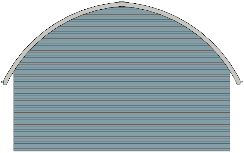 Cross section/elevation with the roof planes joining in the center