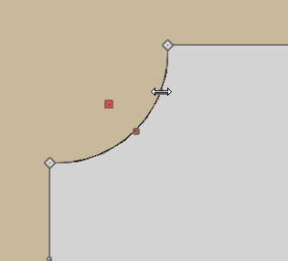 Adjust arc to create rounded cut at corner Arc moved to inside of polyline solid creating a rounded cut at the corner
