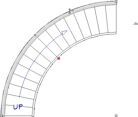 Curved wall adjusted to match the curve of the staircase