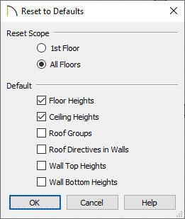 Reset to Defaults dialog