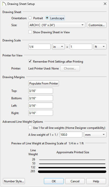 Drawing Sheet Setup dialog with Orientation, Paper Size, Drawing Scale and Drawing Margins filled in