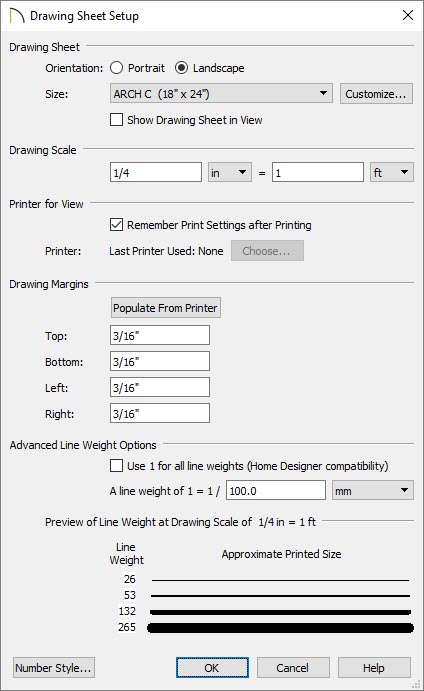 Drawing Sheet Setup dialog with Orientation, Paper Size, Drawing Scale and Drawing Margins filled in