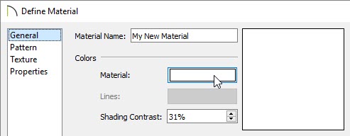 Select the Color Box next to Material on the General panel of the Define Material dialog