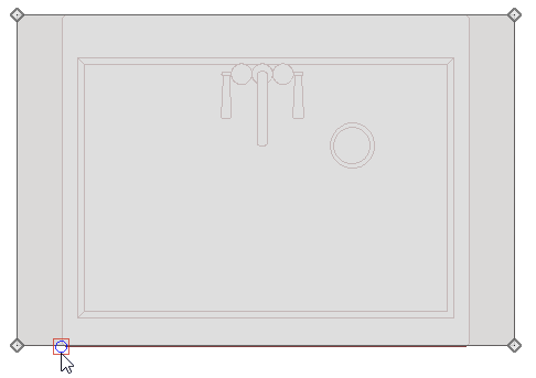 Placing a break on the left side where the sink meets the custom countertop