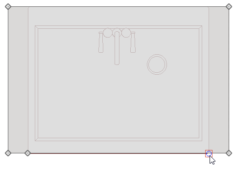 Placing a break point on the right edge of sink where it meets the custom countertop