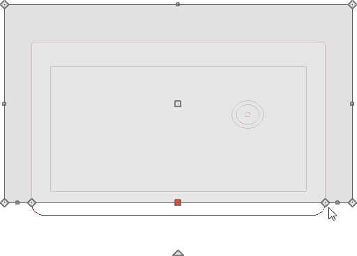 Placing a break point on the right edge of sink where it meets the custom countertop