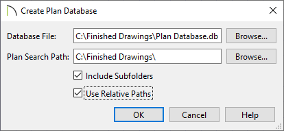 Specify where to save the Database File and where to search for your plan files.