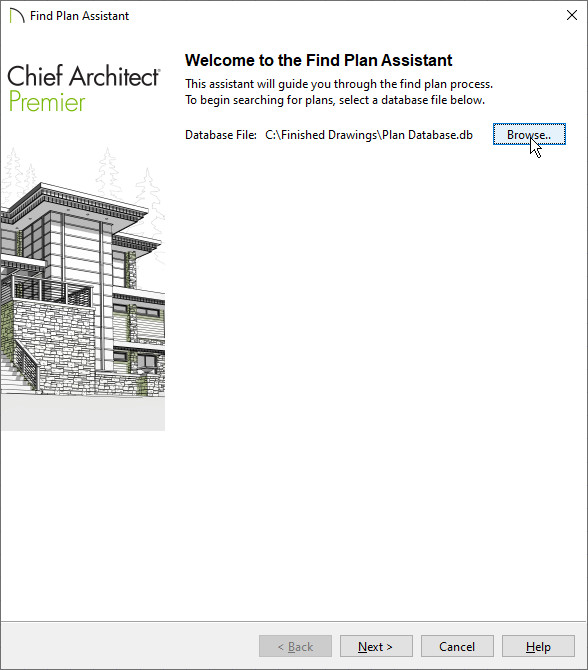 Browse to your plan database and click Next to search that plan database.