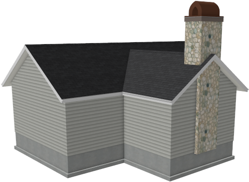 Stone material applied to chimney using Material Painter