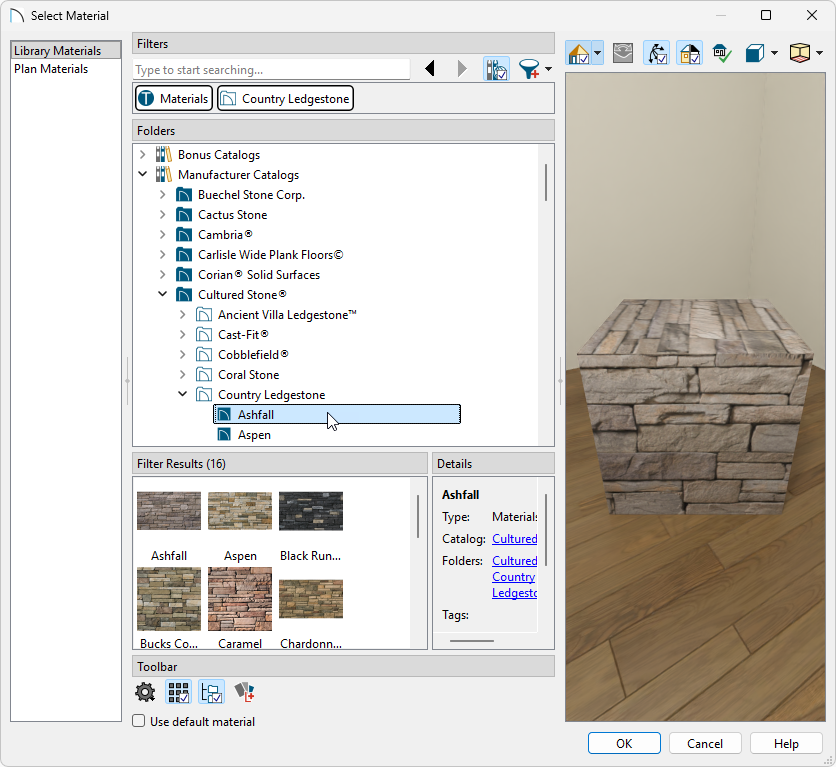 Sample from Cultured Stone Manufacturer Catalog in Library Browser