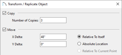 Transform/Replicate Object dialog
