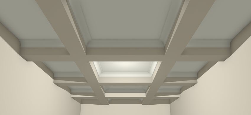 Camera view of a coffered ceiling