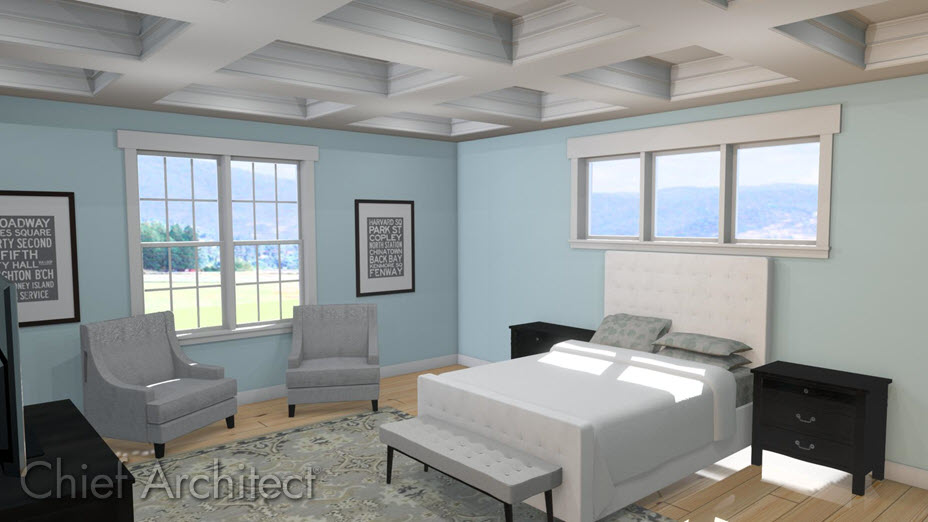 Coffered ceiling created using soffits