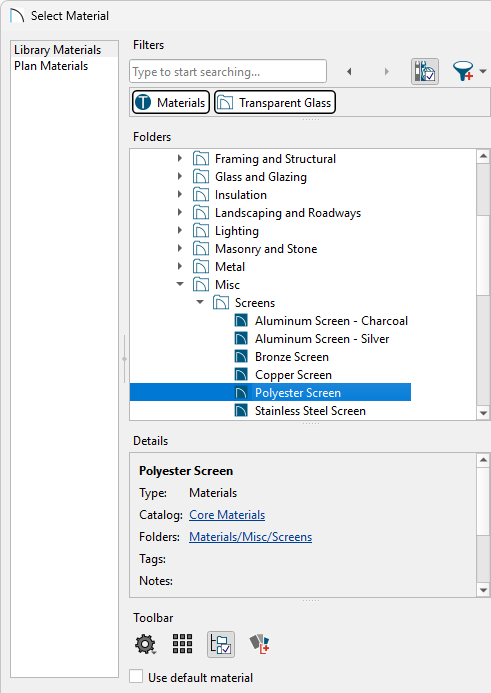 Select the Wire Mesh material in the Select Material dialog