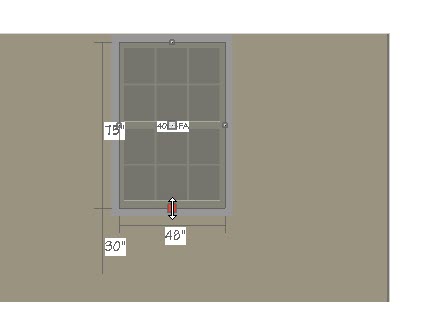Resize window Elevation View of window with edit handles used to resize the window