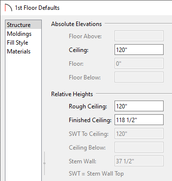 1st Floor Defaults