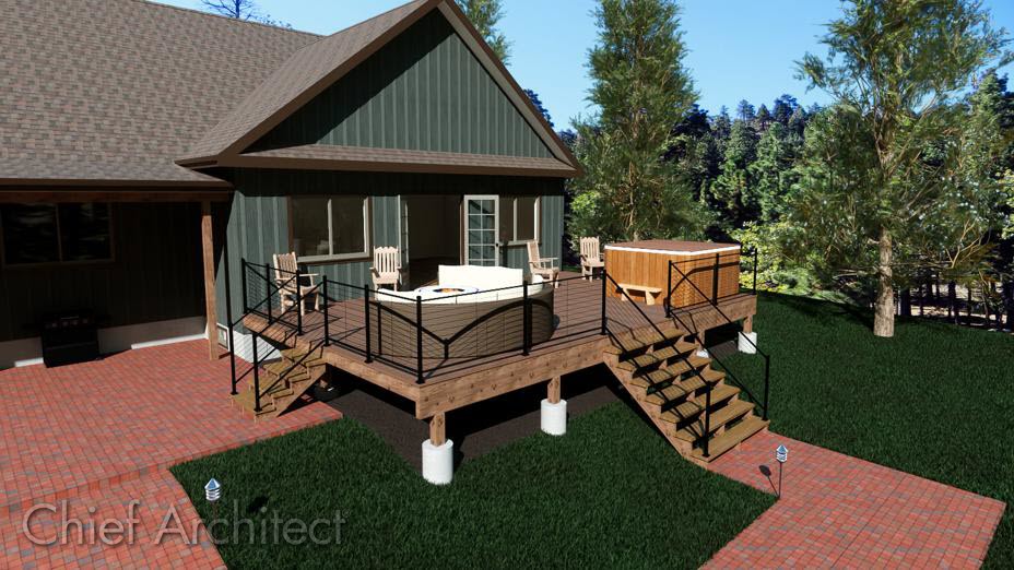 Image of a deck with stairs leading down to the terrain