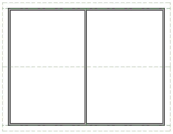 Straight Exterior Wall separating the structure into two separate rooms