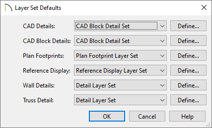 Layer Set Defaults dialog