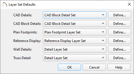 Layer Set Defaults dialog