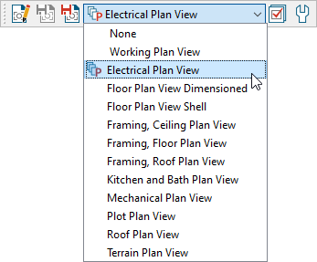 Electrical Plan View selected in the Saved Plan View Control drop-down