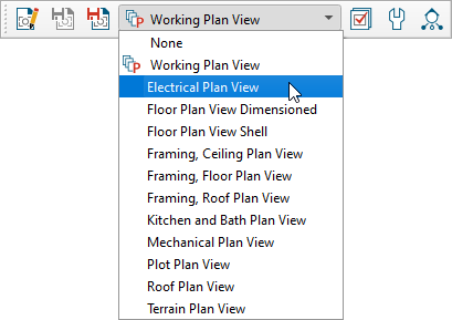 Electrical Plan View selected in the Saved Plan View Control drop-down