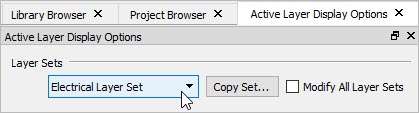 Changing the layer set using the Layer Set Control in the Active Layer Display Options side window
